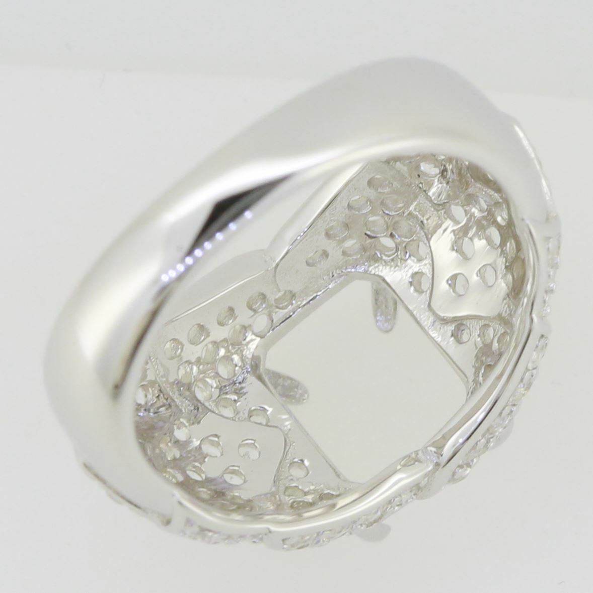 Sterling Silver Semi Mount Ring Setting Emerald OCT 10x8mm White - Syzjewelry