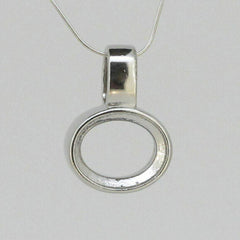 Sterling Silver Semi Mount Pendant Setting Oval OV 12x10 mm Bezel Set - Syzjewelry