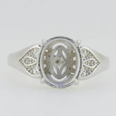 Sterling Silver Semi Mount Ring Setting Oval OV 11X9mm White Topaz GTL18852R - Syzjewelry