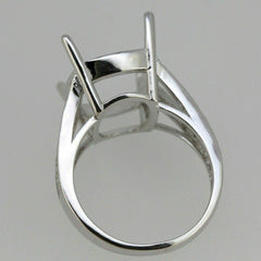 Sterling Silver Semi Mount Ring Setting Cushion 17x13mm Split Shank White Topaz - Syzjewelry