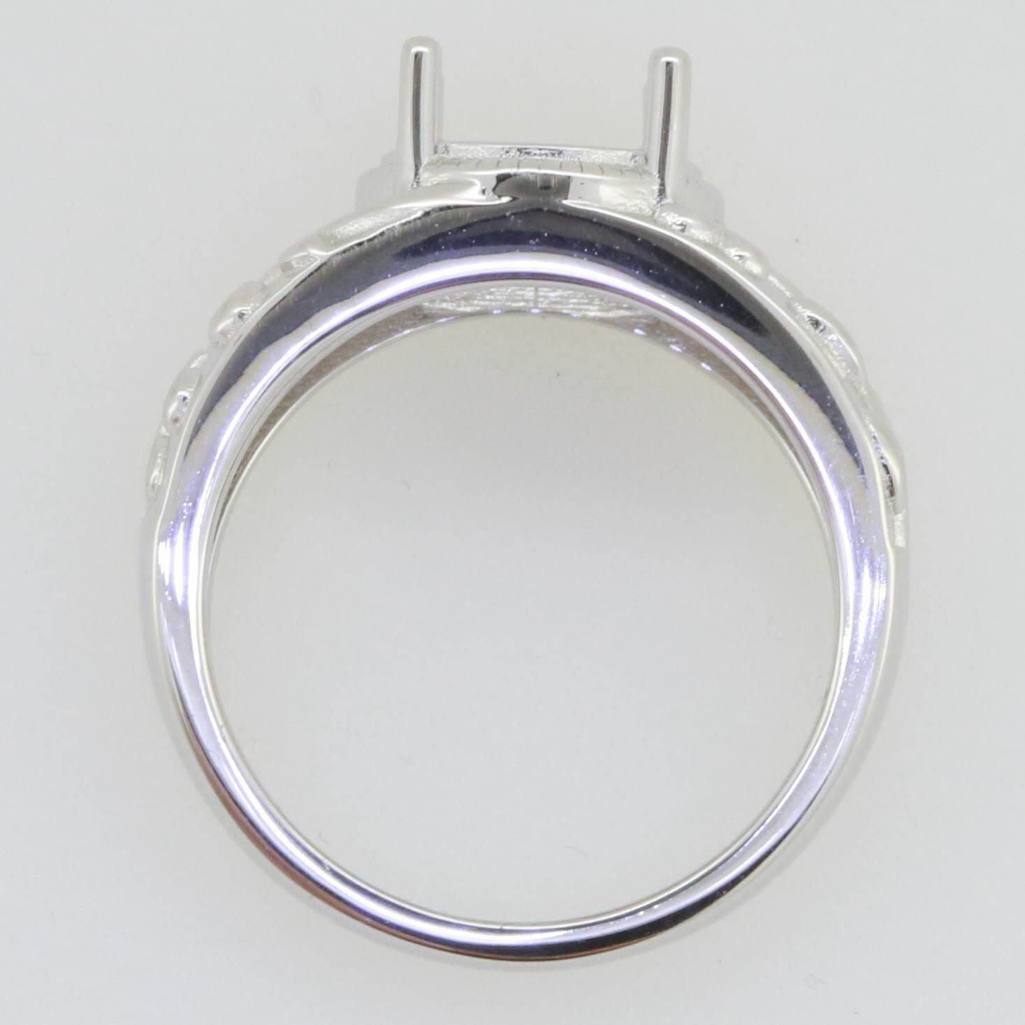 Sterling Silver Semi Mount Ring Setting Round RD 9x9mm Art Nouveau Style - Syzjewelry