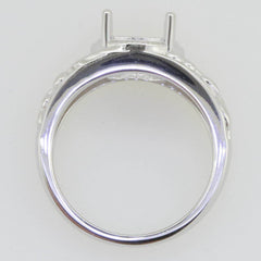 Sterling Silver Semi Mount Ring Setting Round RD 9x9mm Art Nouveau Style - Syzjewelry