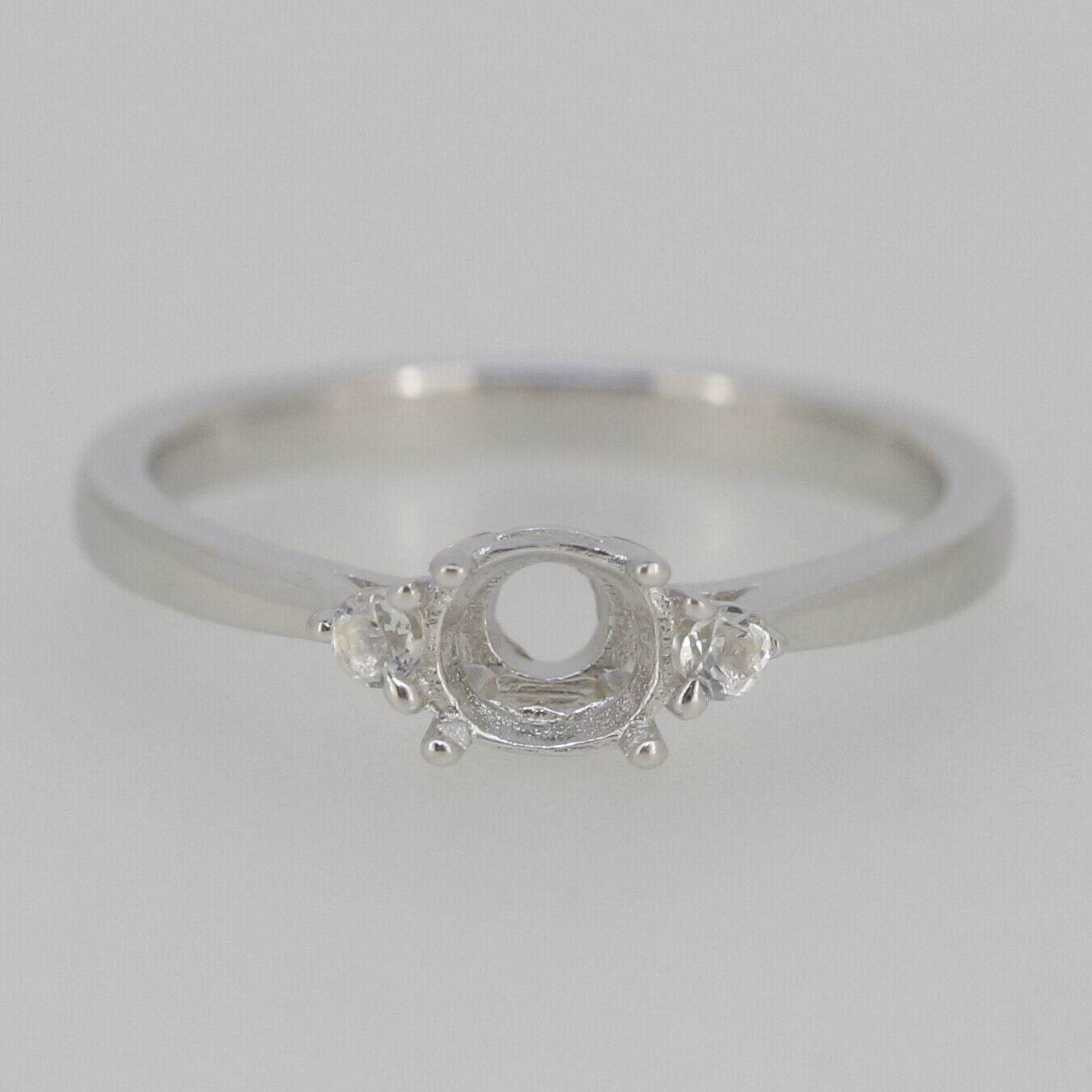 Delicate Sterling Silver Semi Mount Ring Setting RD 5x5mm White Topaz - Syzjewelry