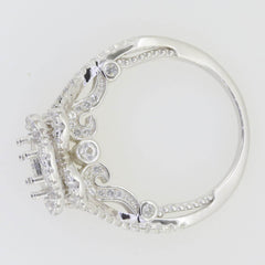 Sterling Silver Semi Mount Ring Setting Round RD 6.5x6.5mm RD 6 Halo E - Syzjewelry