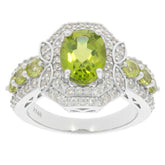 Sterling Silver Semi Mount Ring Setting Oval OV 9x7mm Double Halo 3 Ro - Syzjewelry