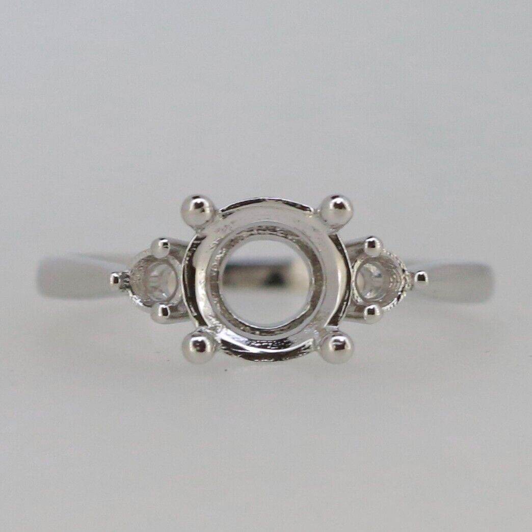 Sterling Silver Semi Mount Ring Setting RD 7x7mm 3 Stones - Syzjewelry