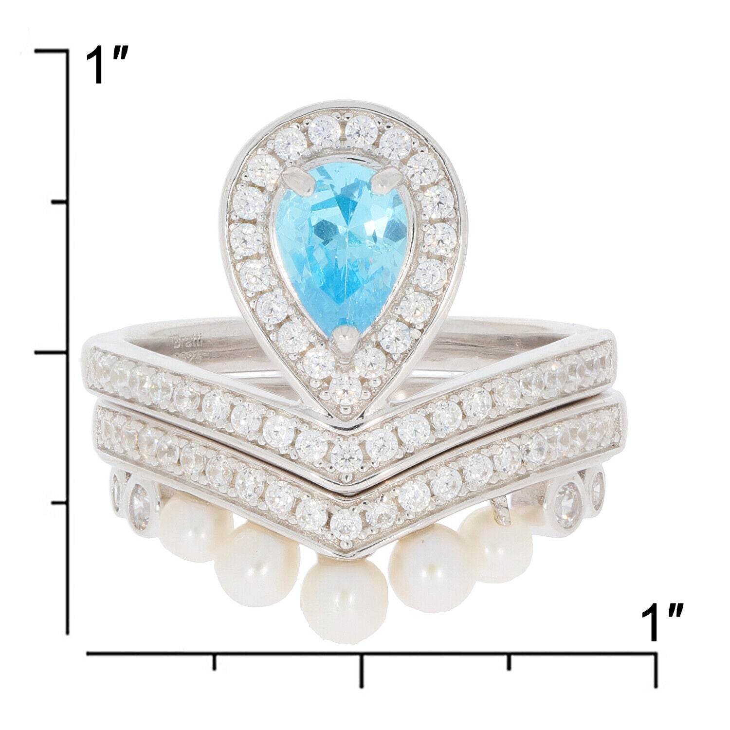 2 piece Set Sterling Silver Semi Mount Ring Setting Pear PE 7X5mm - Syzjewelry