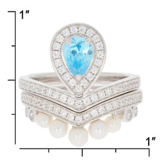 2 piece Set Sterling Silver Semi Mount Ring Setting Pear PE 7X5mm - Syzjewelry