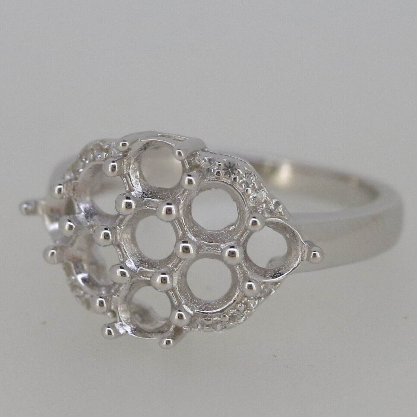 Sterling Silver Semi Mount Ring Setting RD 4x4mm Cluster Ring Topaz Solid - Syzjewelry