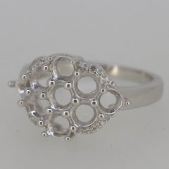 Sterling Silver Semi Mount Ring Setting RD 4x4mm Cluster Ring Topaz Solid - Syzjewelry