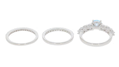 3 piece Set Sterling Silver Semi Mount Ring Setting Round RD 7X7 4X4m - Syzjewelry
