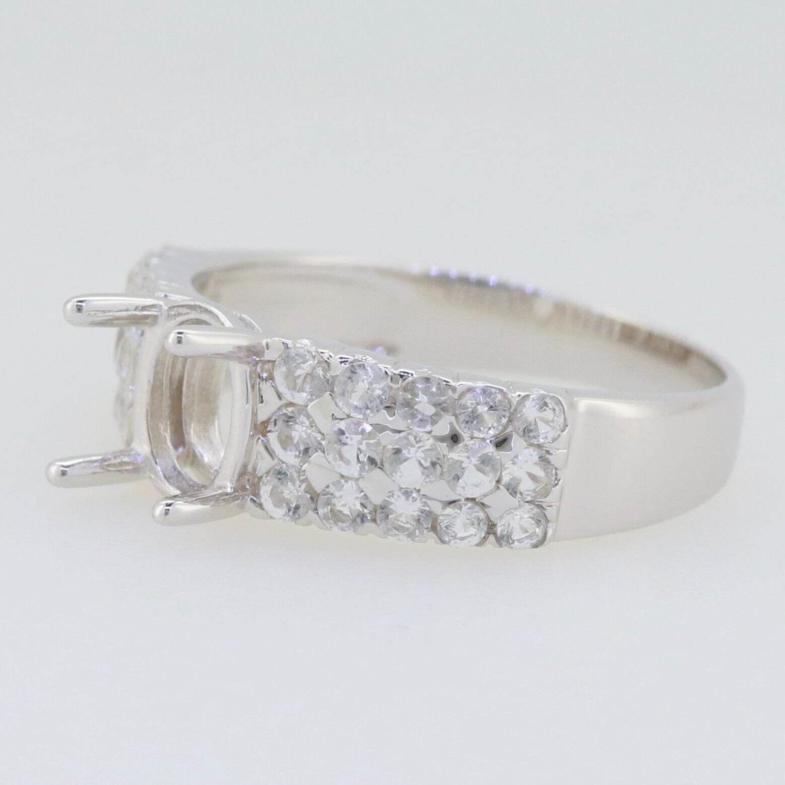 Sterling Silver Semi Mount Ring Setting Oval OV 8X6mm accent White Top - Syzjewelry