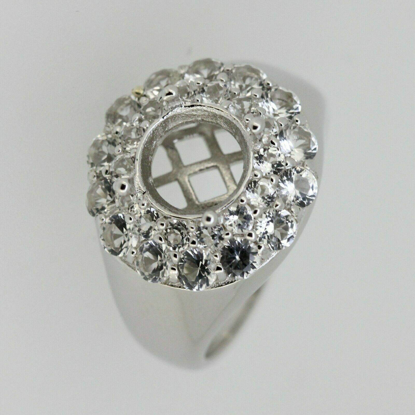 Sterling Silver Semi Mount Ring Setting Round RD 8x8mm Double Halo Moissanite or Diamond Halo Ring - Syzjewelry