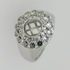 Sterling Silver Semi Mount Ring Setting Round RD 8x8mm Double Halo Moissanite or Diamond Halo Ring - Syzjewelry