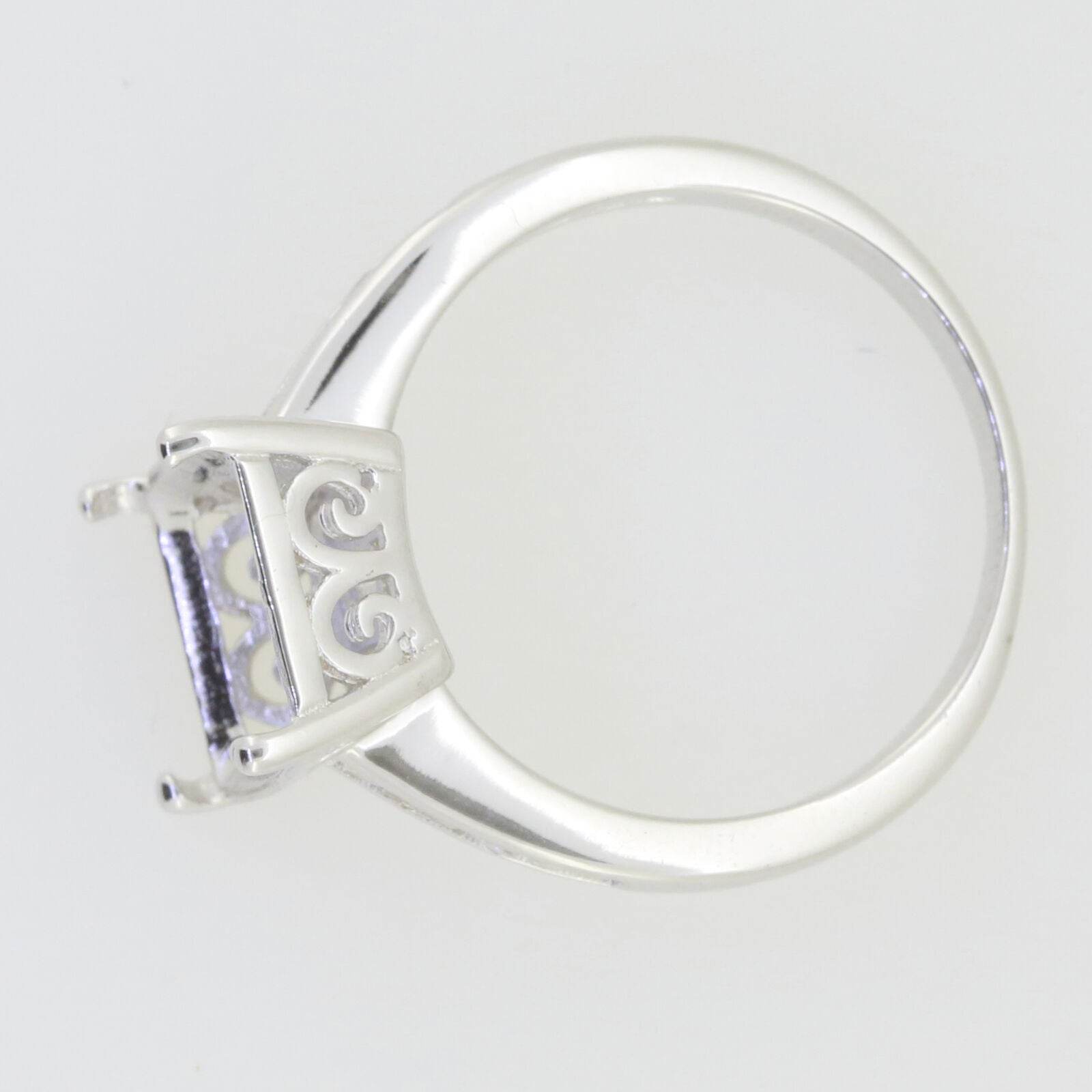 Sterling Silver Semi Mount Ring Setting for Emerald OCT 14x10mm Baguette - Syzjewelry