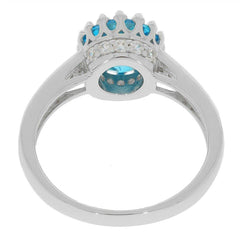 Sterling Silver Semi Mount Ring Setting RD 8x8mm W/ White Topaz White - Syzjewelry