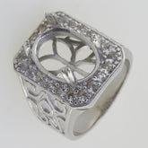 Giant Men's Sterling Silver Semi Mount Ring Setting Oval OV 17x12mm Topaz - Syzjewelry