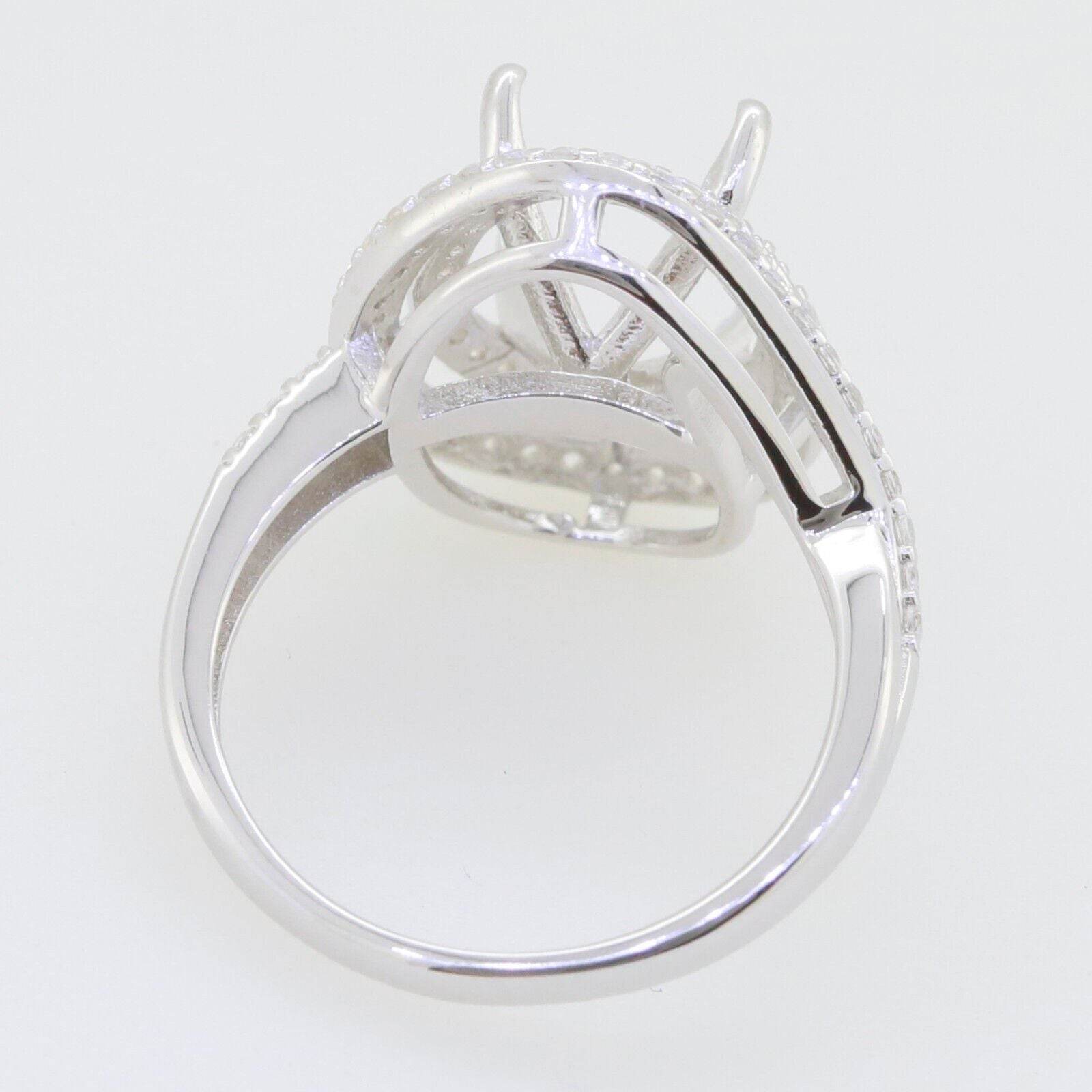 Sterling Silver Semi Mount Ring Setting Oval OV 11X9mm Halo Topaz 16820R - Syzjewelry