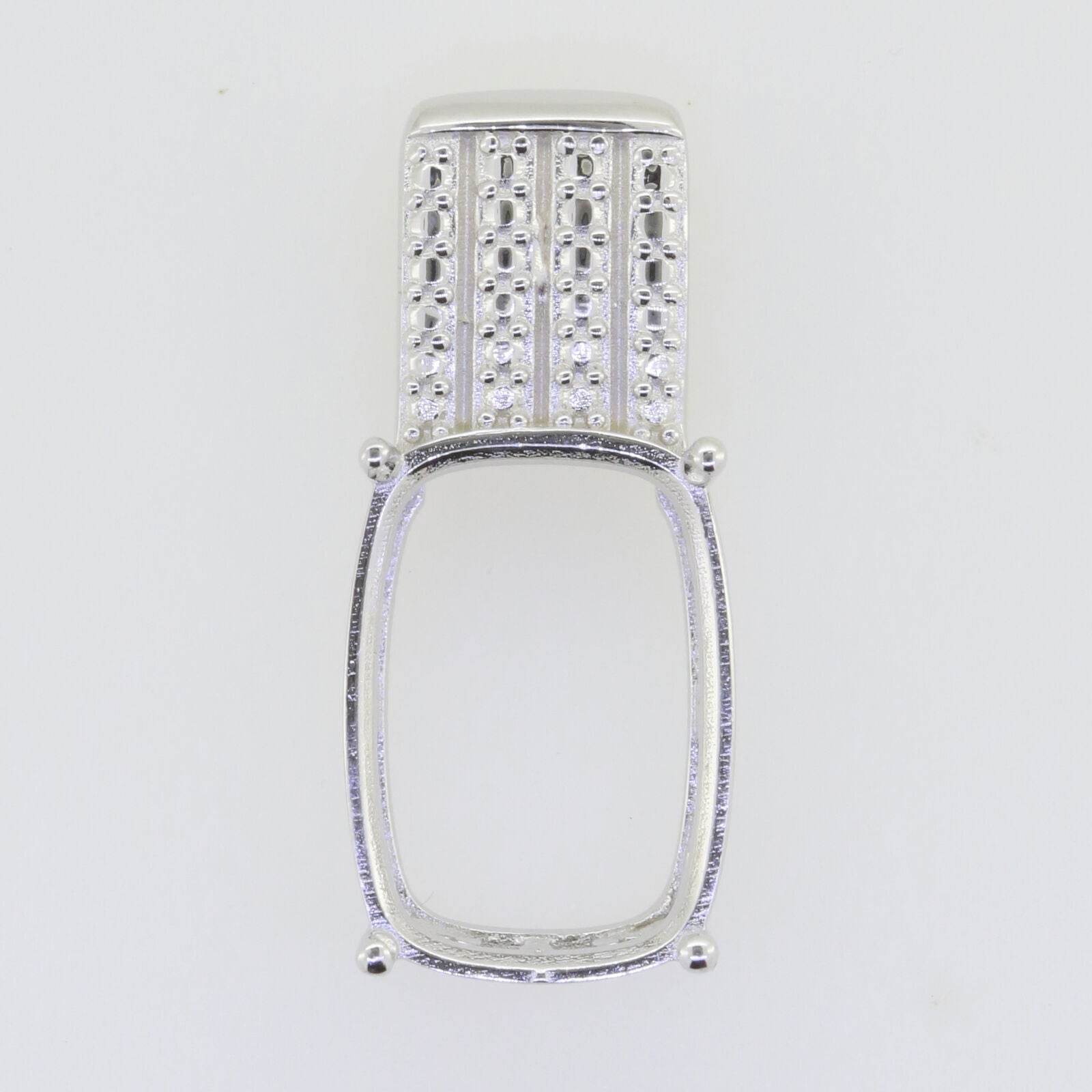 Sterling Silver Semi Mount Pendant Setting Cushion CU 18x13mm 5323 - Syzjewelry