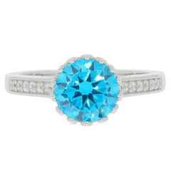 Sterling Silver Semi Mount Ring Setting RD 8x8mm W/ White Topaz White - Syzjewelry