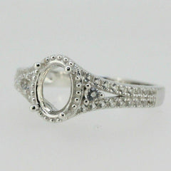 Sterling Silver Semi Mount Ring Setting Oval Cut OV 8x6mm White Topaz - Syzjewelry