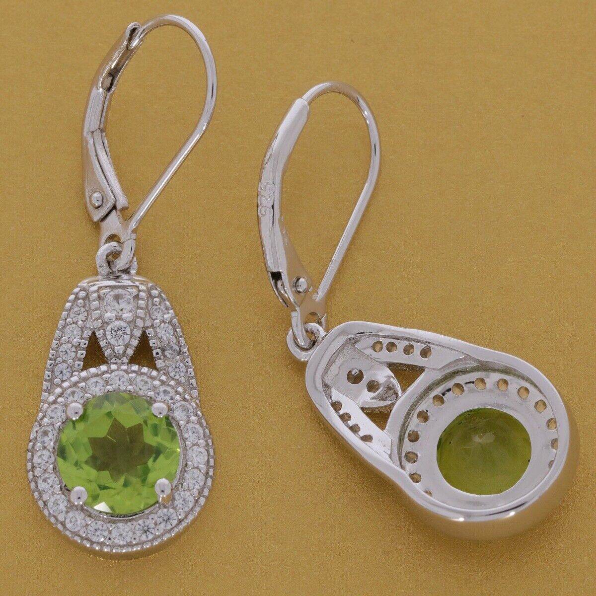 Sterling Silver Semi Mount Earrings Setting Round RD 7x7mm Dangle Topaz - Syzjewelry