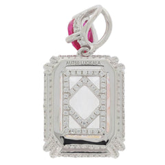 Sterling Silver Semi Mount Pendant Setting Emerald OCT 18x14 8x6mm White Top - Syzjewelry