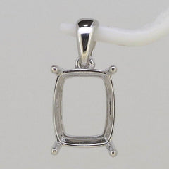 Sterling Silver Semi Mount Pendant Setting Cushion CU 12x10mm L236P235W - D350 - Syzjewelry