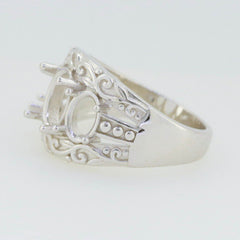 Sterling Silver Semi Mount Ring Setting OV 9x7mm 7x5mm 3 Stone Dome Ri - Syzjewelry