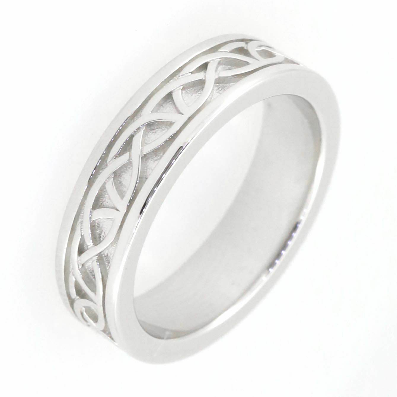 14K White Gold 5 mm Claddagh Band Celtic Knot Ring - Syzjewelry