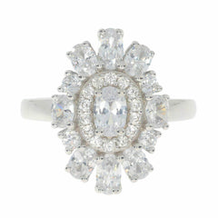 Sterling Silver Semi Mount Ring Setting OV 6x4mm White Topaz N0093PJC19039R - Syzjewelry