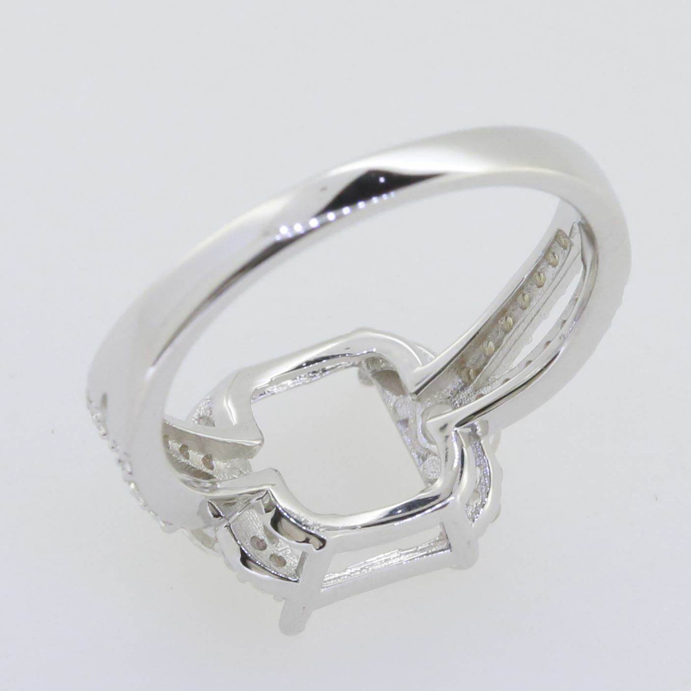 14K White Gold Semi Mount Ring Setting Emerald OCT 10X8mm W/ Moissanite - Syzjewelry