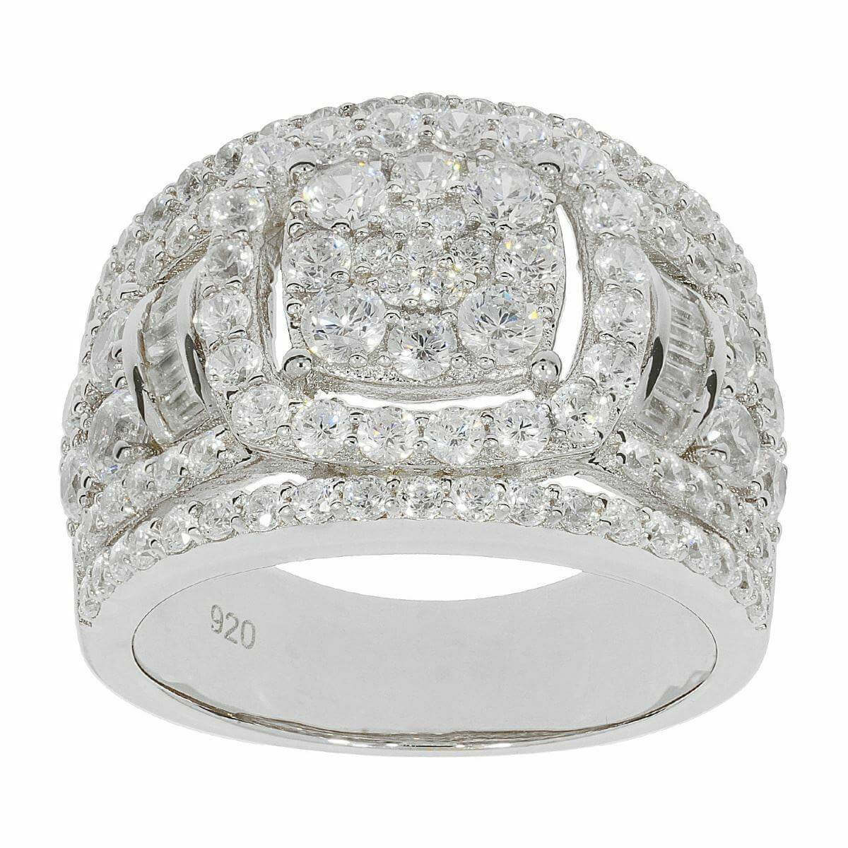 Sterling Silver Natural White Topaz Cluster Ring White Topaz - Syzjewelry