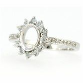 Sterling Silver Semi Mount Ring Setting Oval OV 8x6mm Halo White Topaz L082R082W - Syzjewelry