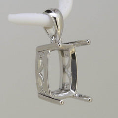 Sterling Silver Semi Mount Pendant Setting Cushion CU 10x8mm L238 - Syzjewelry