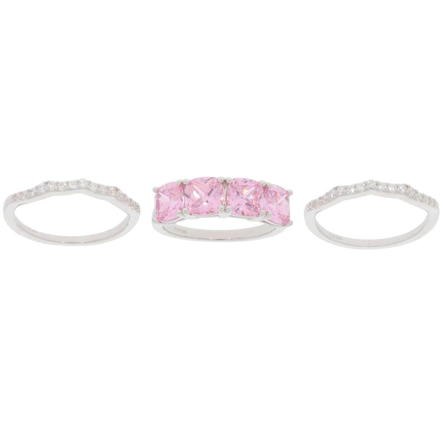 3 pcs Set Sterling Silver Semi Mount Ring Setting Cushion CU 6X6mm Whi - Syzjewelry