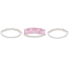 3 pcs Set Sterling Silver Semi Mount Ring Setting Cushion CU 6X6mm Whi - Syzjewelry