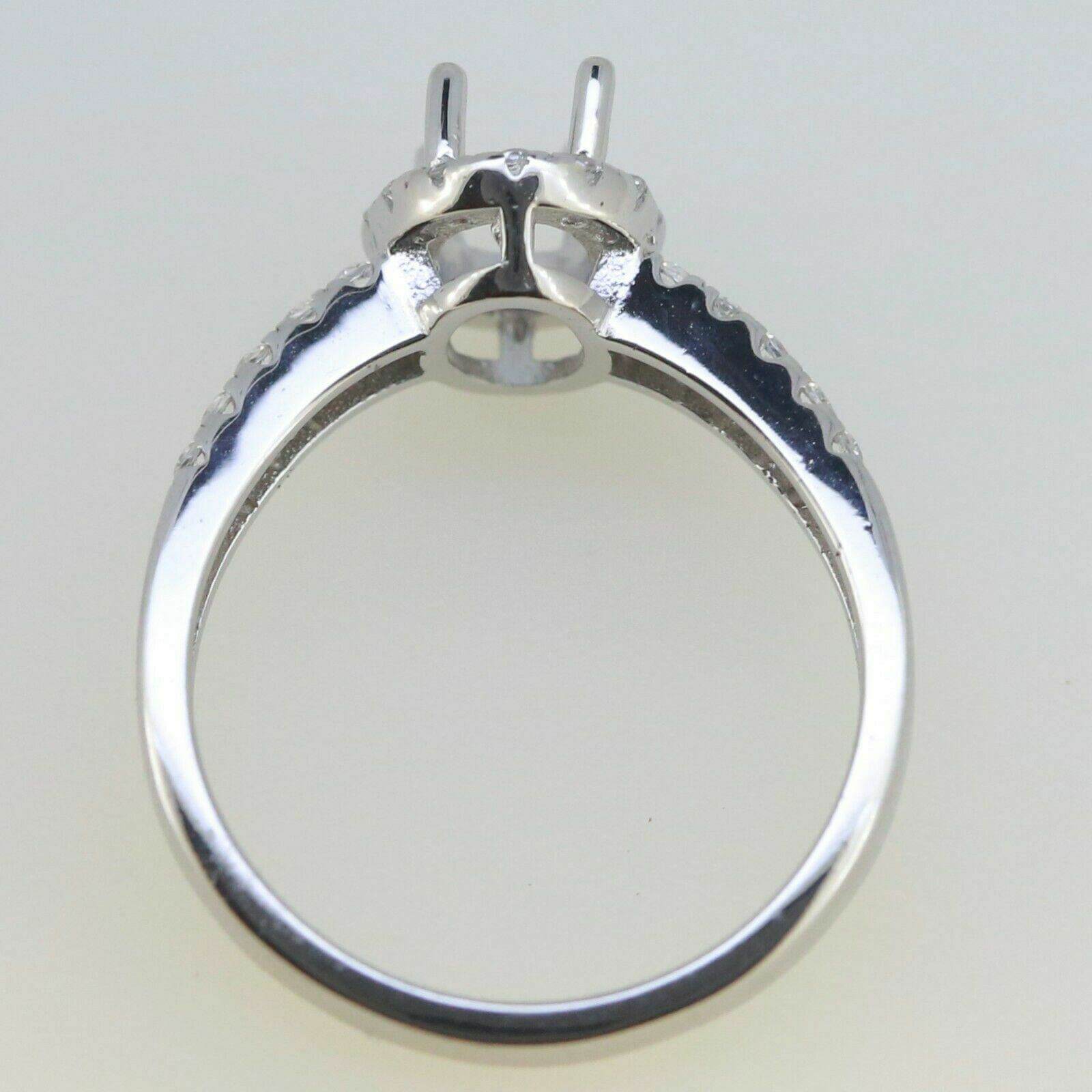 Sterling Silver Semi Mount Ring Setting Oval OV 7x5mm Halo Split R514 - Syzjewelry