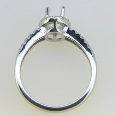 Sterling Silver Semi Mount Ring Setting Oval OV 7x5mm Halo Split R514 - Syzjewelry