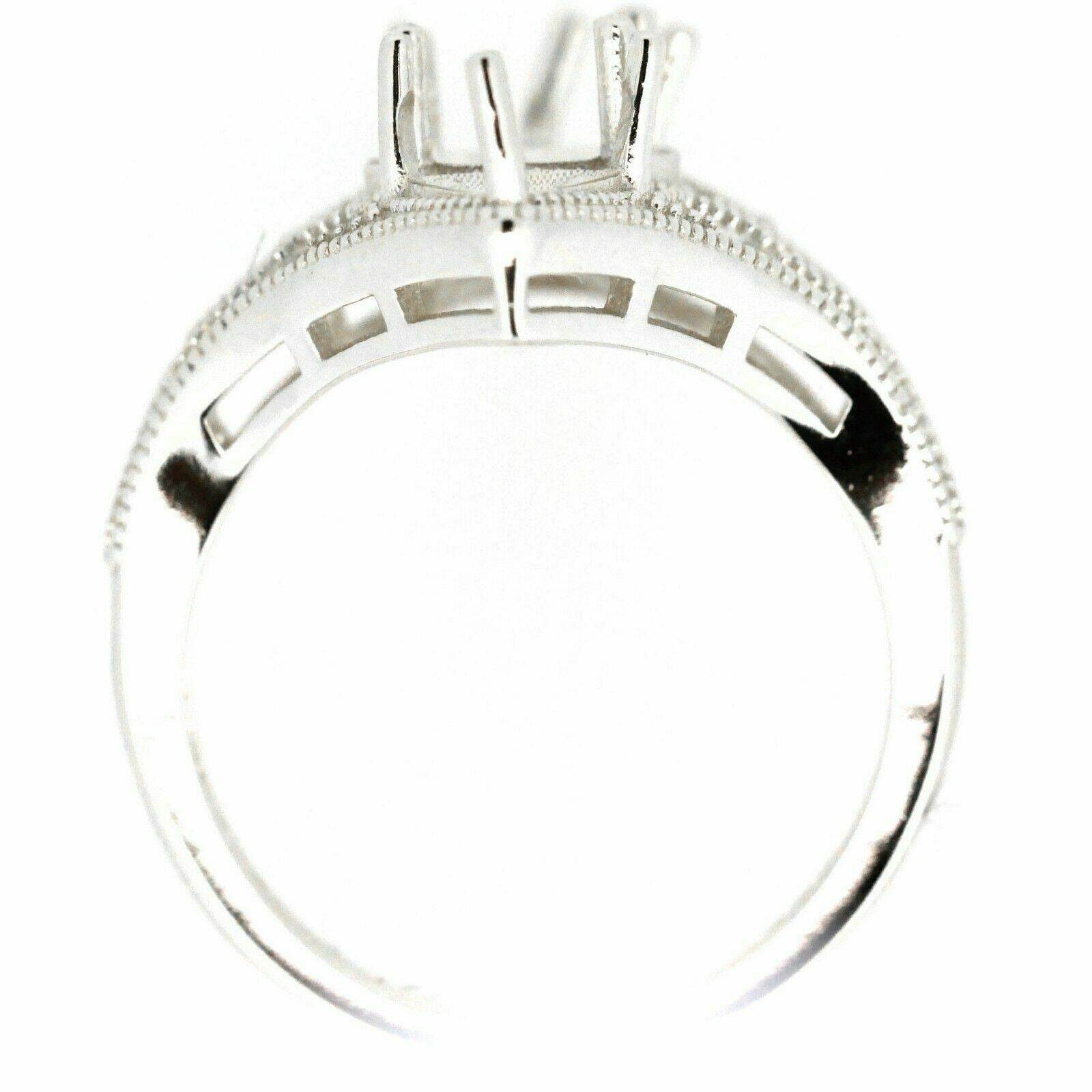 Sterling Silver Semi Mount Ring Setting Oval OV 8x6 Tri 5x5mm Art Deco Style - Syzjewelry