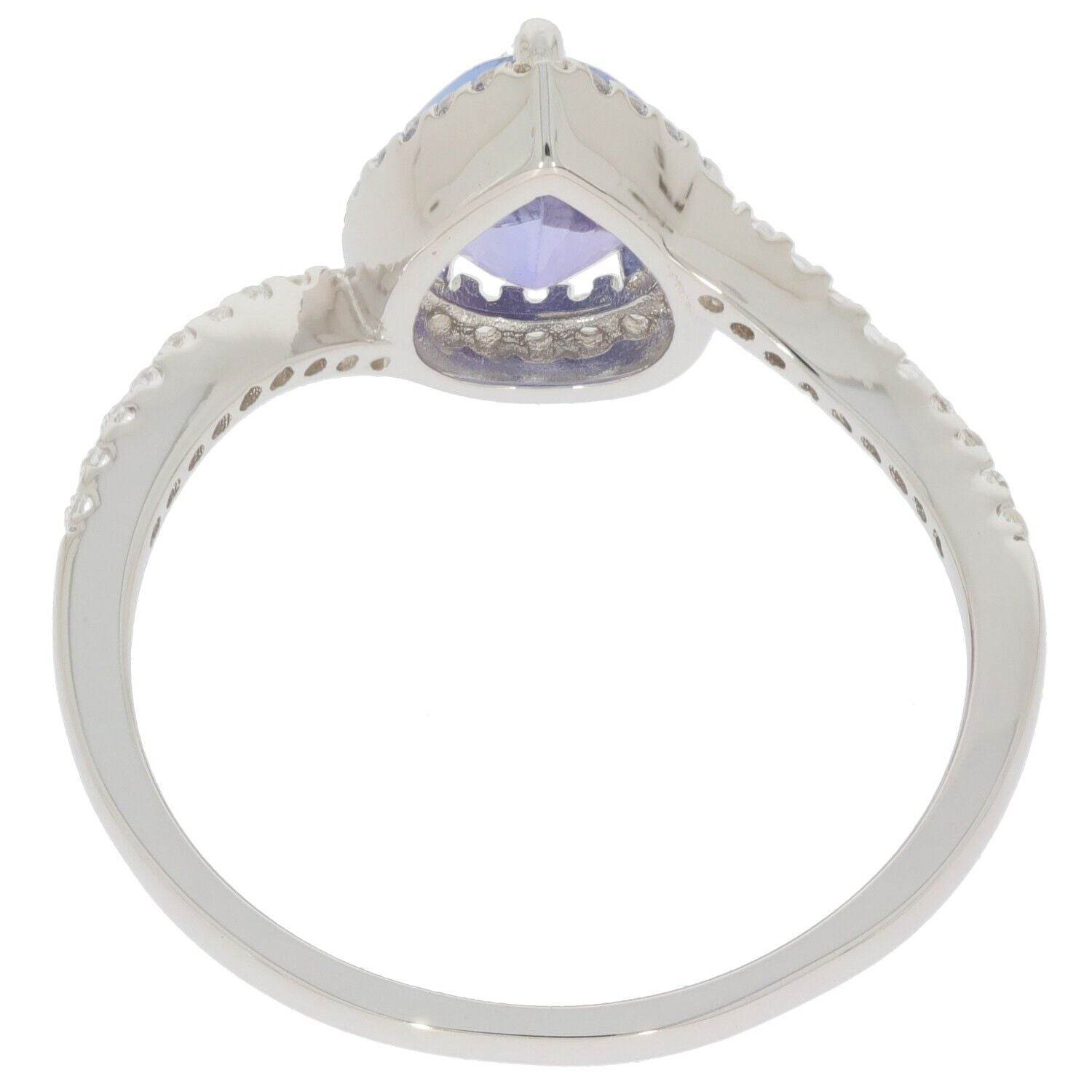 Sterling Silver Semi Mount Ring Setting Pear PE 8x6mm Halo Topaz Delicate - Syzjewelry