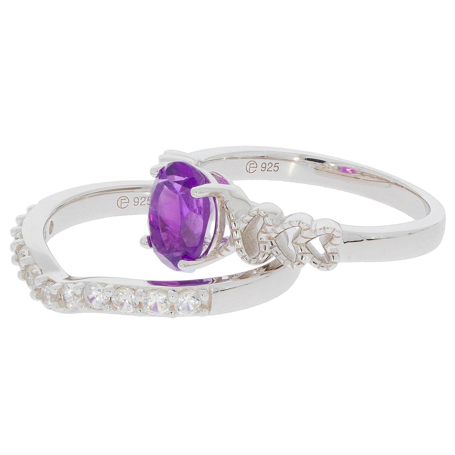 2 piece Set Sterling Silver Semi Mount Ring Setting OV 8x6mm White To - Syzjewelry