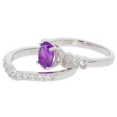 2 piece Set Sterling Silver Semi Mount Ring Setting OV 8x6mm White To - Syzjewelry