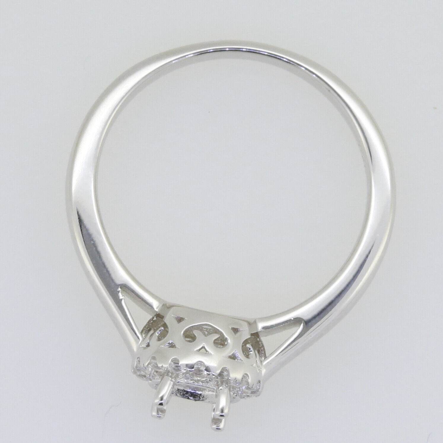 Sterling Silver Semi Mount Ring Setting Round RD 6x6mm Halo Topaz - Syzjewelry