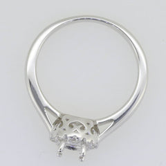 Sterling Silver Semi Mount Ring Setting Round RD 6x6mm Halo Topaz - Syzjewelry