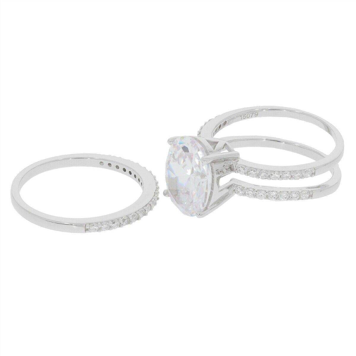 2 piece Set Sterling Silver Semi Mount Ring Setting OV 12x10mm Double Band - Syzjewelry