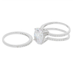 2 piece Set Sterling Silver Semi Mount Ring Setting OV 12x10mm Double Band - Syzjewelry