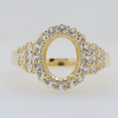 14K Yellow Gold Semi Mount Ring Setting Oval OV 10x8 Halo - Syzjewelry
