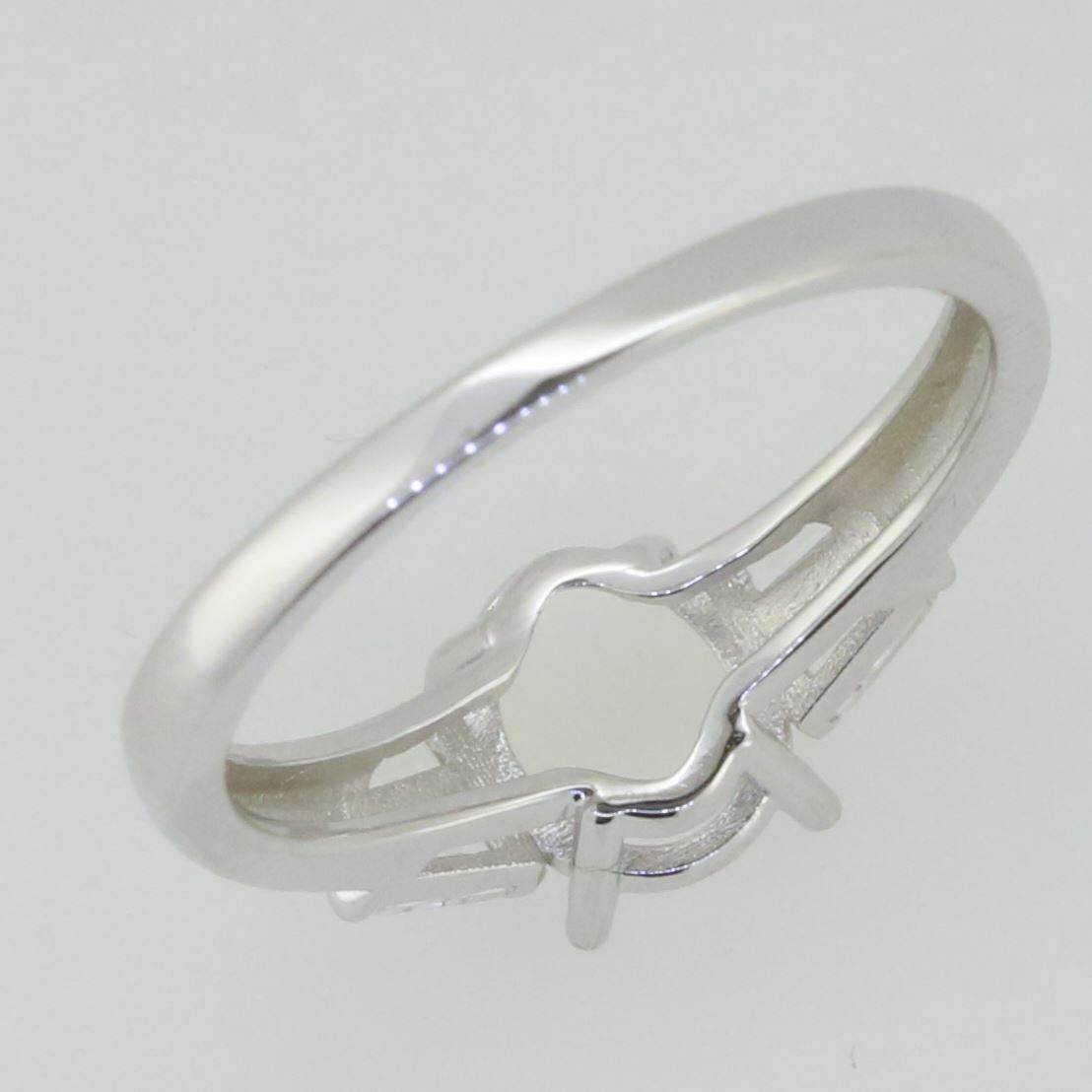 14K White Gold Semi Mount Ring Setting Oval OV 8X6mm Baguette Accent PJC20254R14 - Syzjewelry