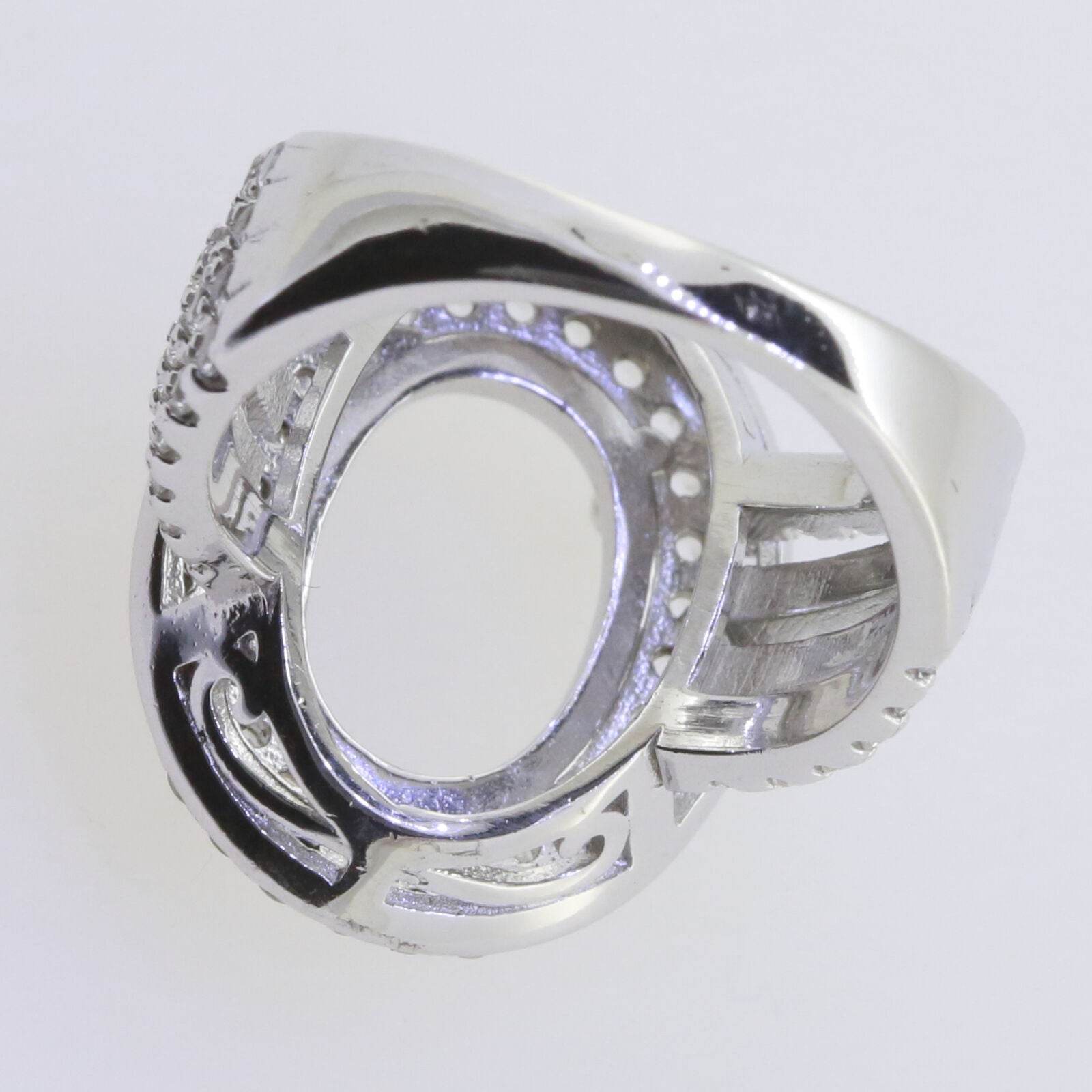 Sterling Silver Semi Mount Ring Setting Oval OV 14x10mm Halo Split Shank - Syzjewelry